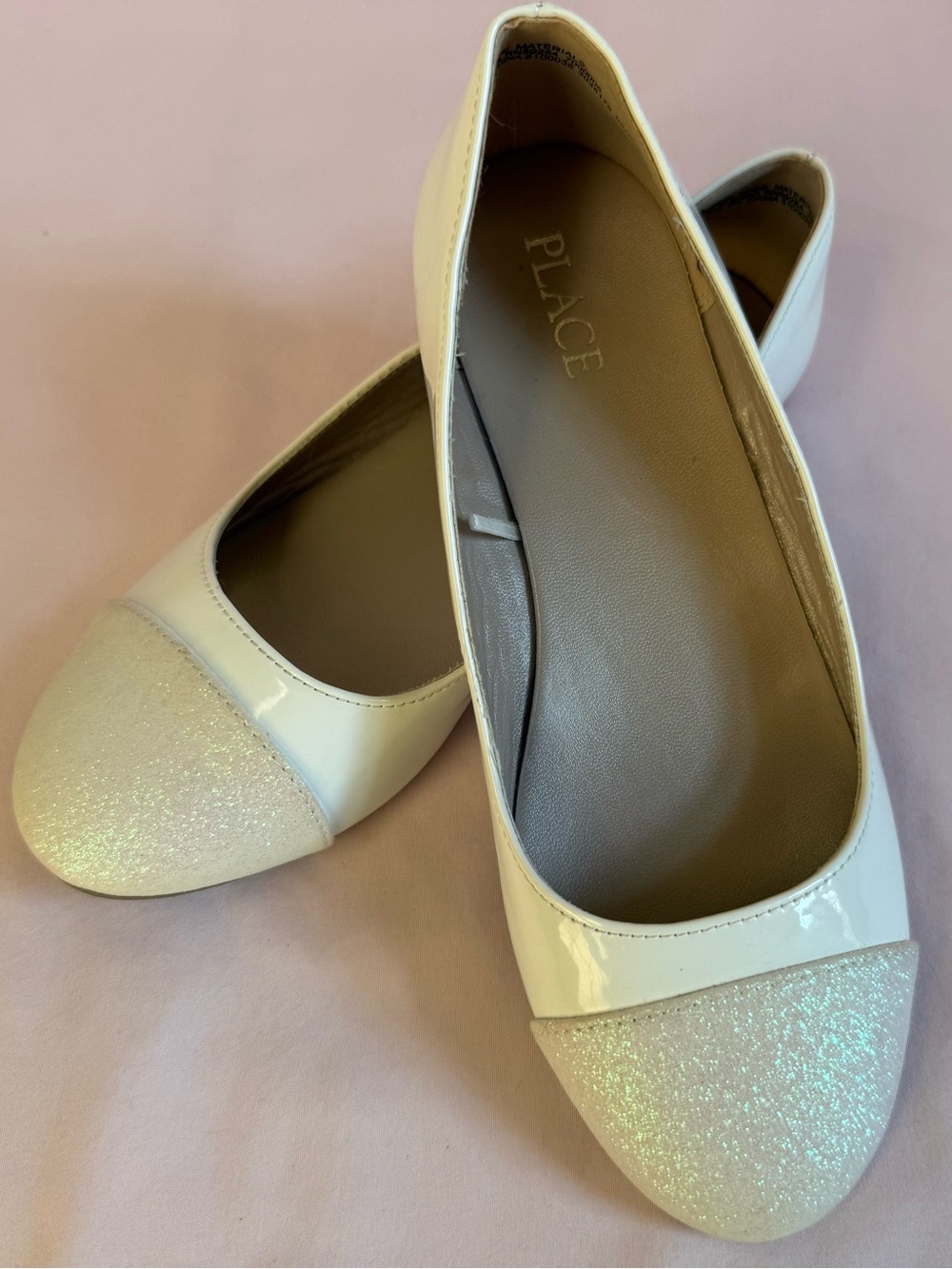 The Children's Place White Glitter Cap-Toe Ballet Flats for Girls